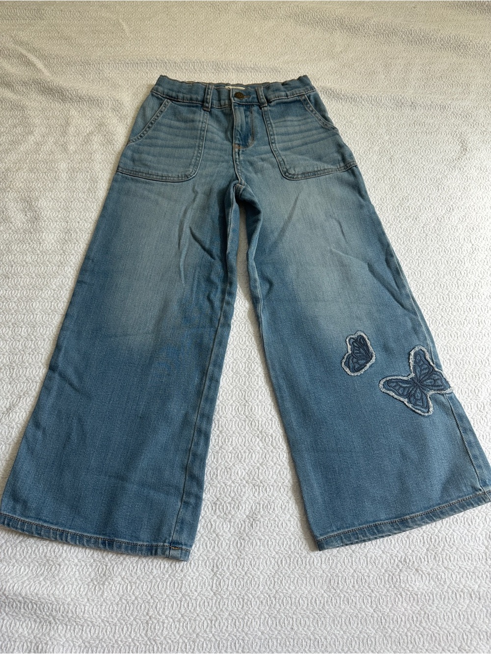 OshKosh B'gosh Light Blue Wide Leg Denim Jeans with Butterfly Appliqué